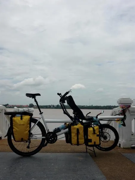 our bike with Khong River
